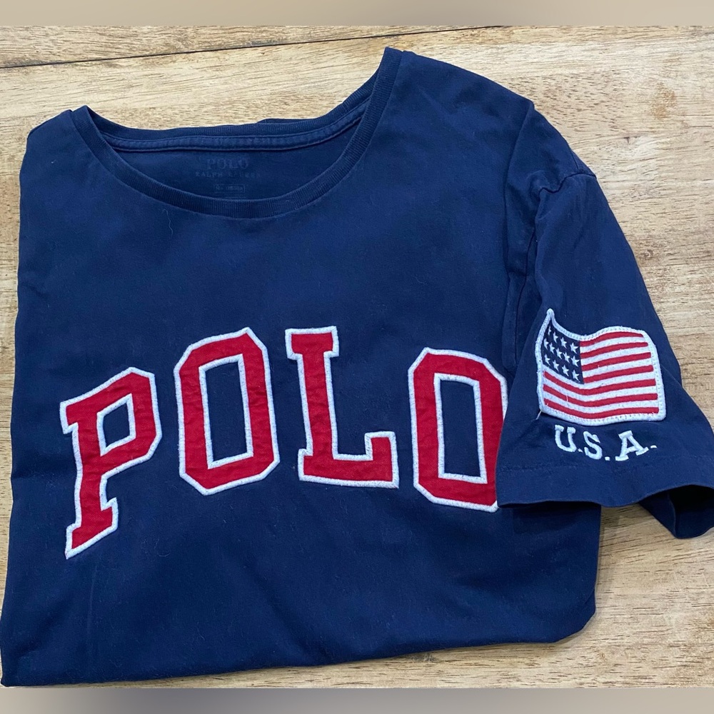 Polo by Ralph‎ Lauren Men’s Medium Navy Cotton Logo Graphic Tee